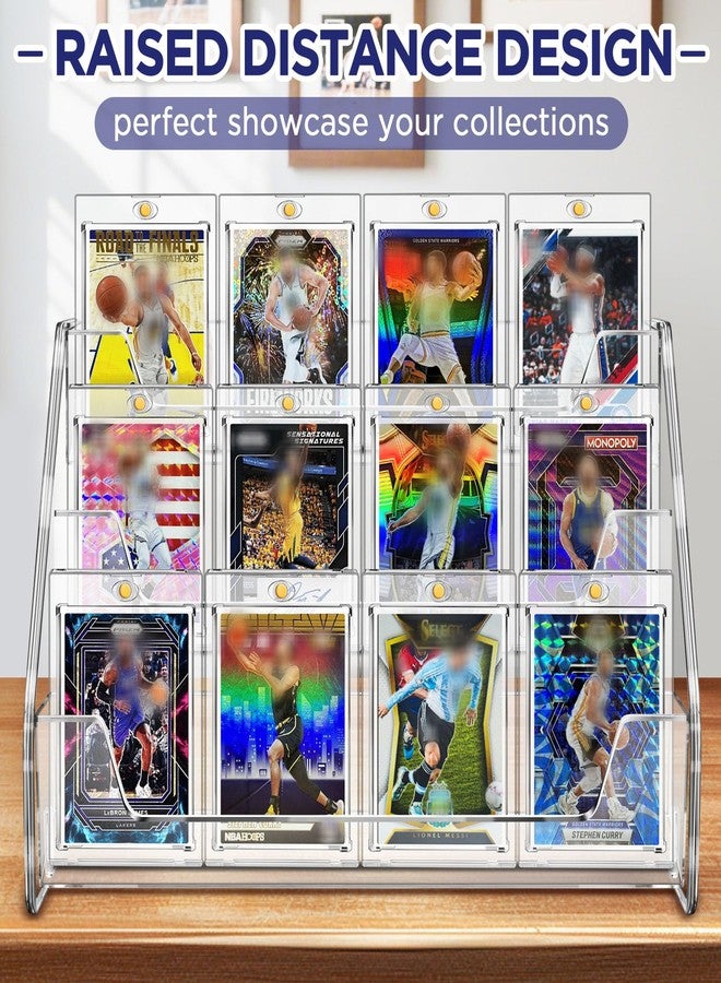 CollectHall Magnetic Card Holder 3-Tier, Card Display Stand Clear Acrylic Trading Sports Card Display - Image 3